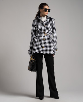 Balmain Checked tweed shirt with fringe CF1HU190CE70