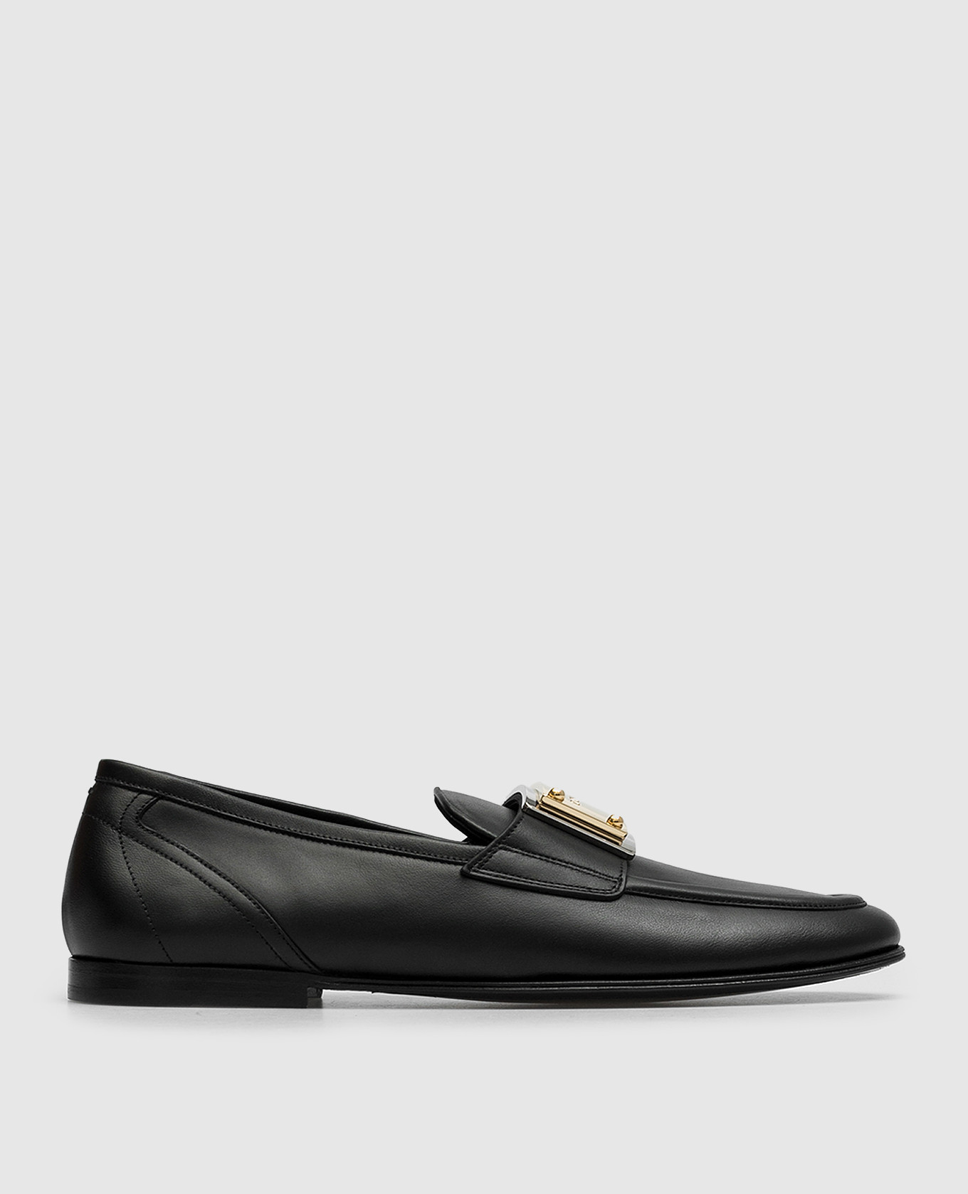 Black leather loafers with logo dolce&gabbana