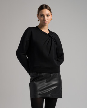 Alexander McQueen Black sweatshirt with drape 777196QLAC8