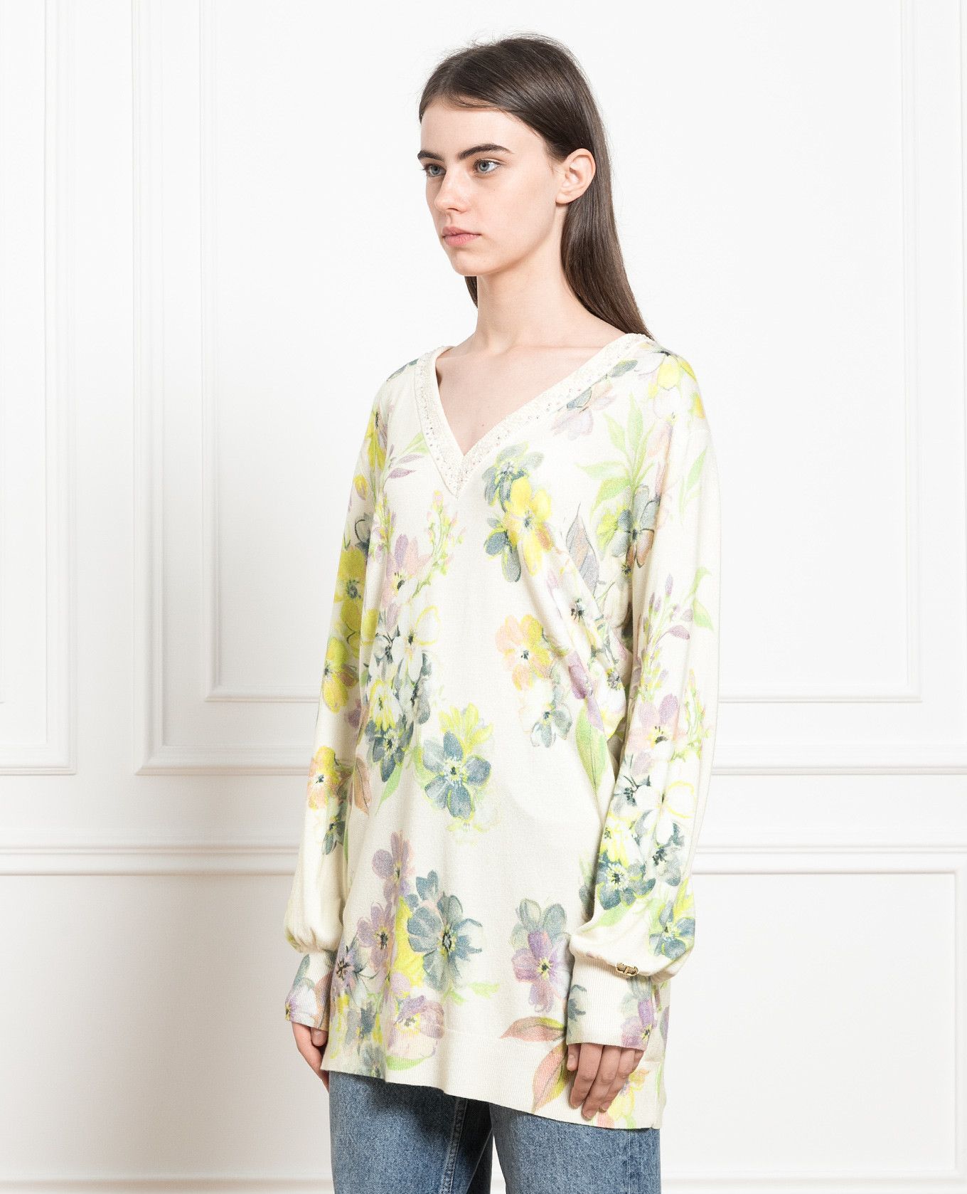 Beige pullover in floral print Twinset 3