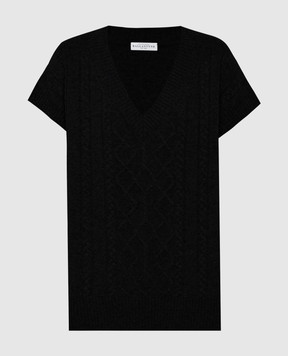 Ballantyne Black vest made of straight cut wool in a textured pattern B1S1117W113