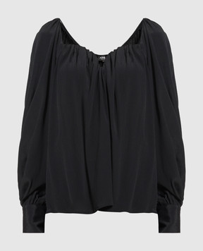 Dondup Black blouse with drapery DC265SF0099DXXX