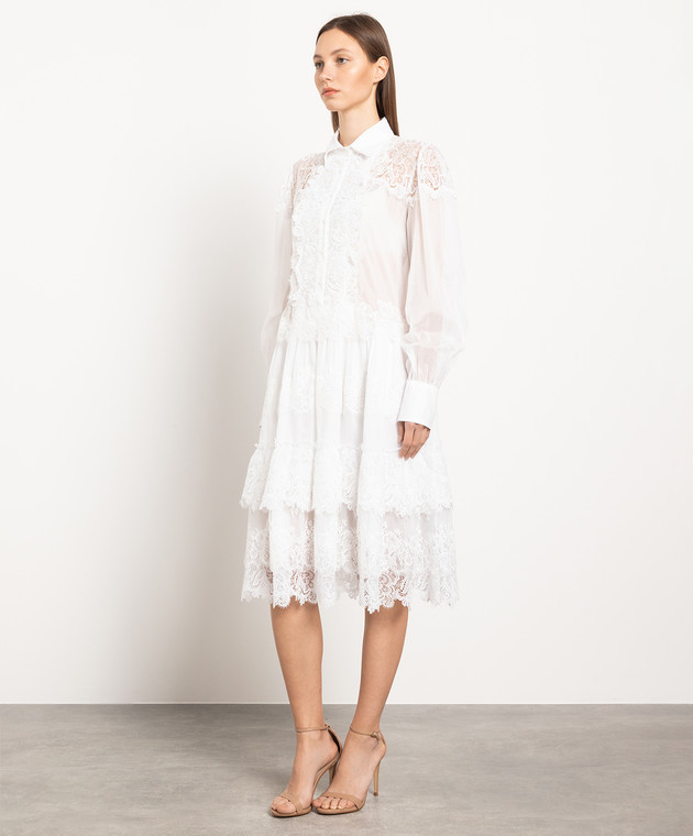 Ermanno Scervino - White midi dress with lace D422Q309HQO - shop