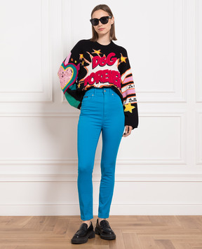Dolce&Gabbana Black sweater in a pattern with patches FX079ZJAMON