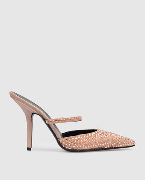 Eddy Daniele Beige suede mules with Swarovski crystals ES22988