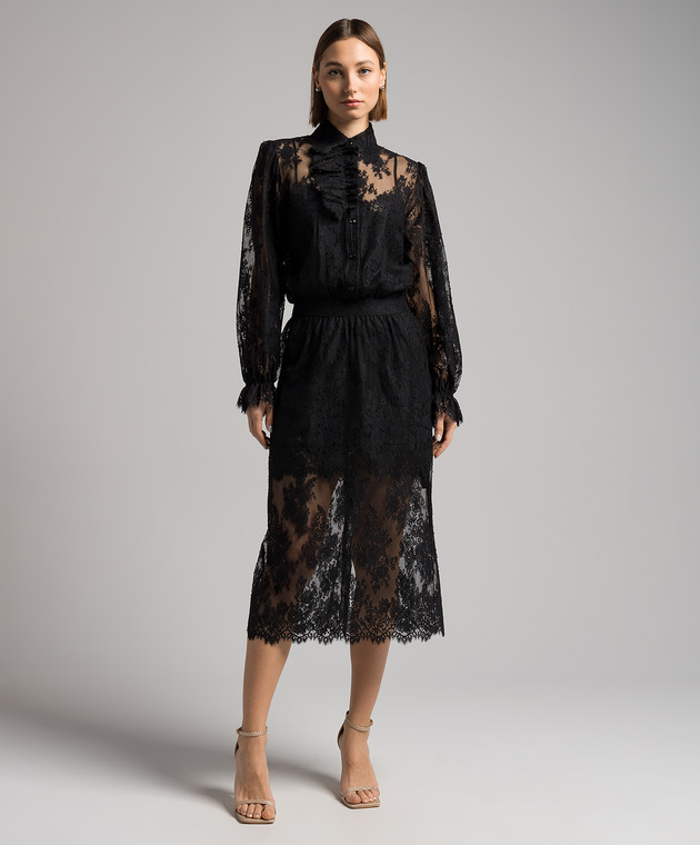 Ermanno Scervino - Black midi dress with lace D442Q323SYJ - shop