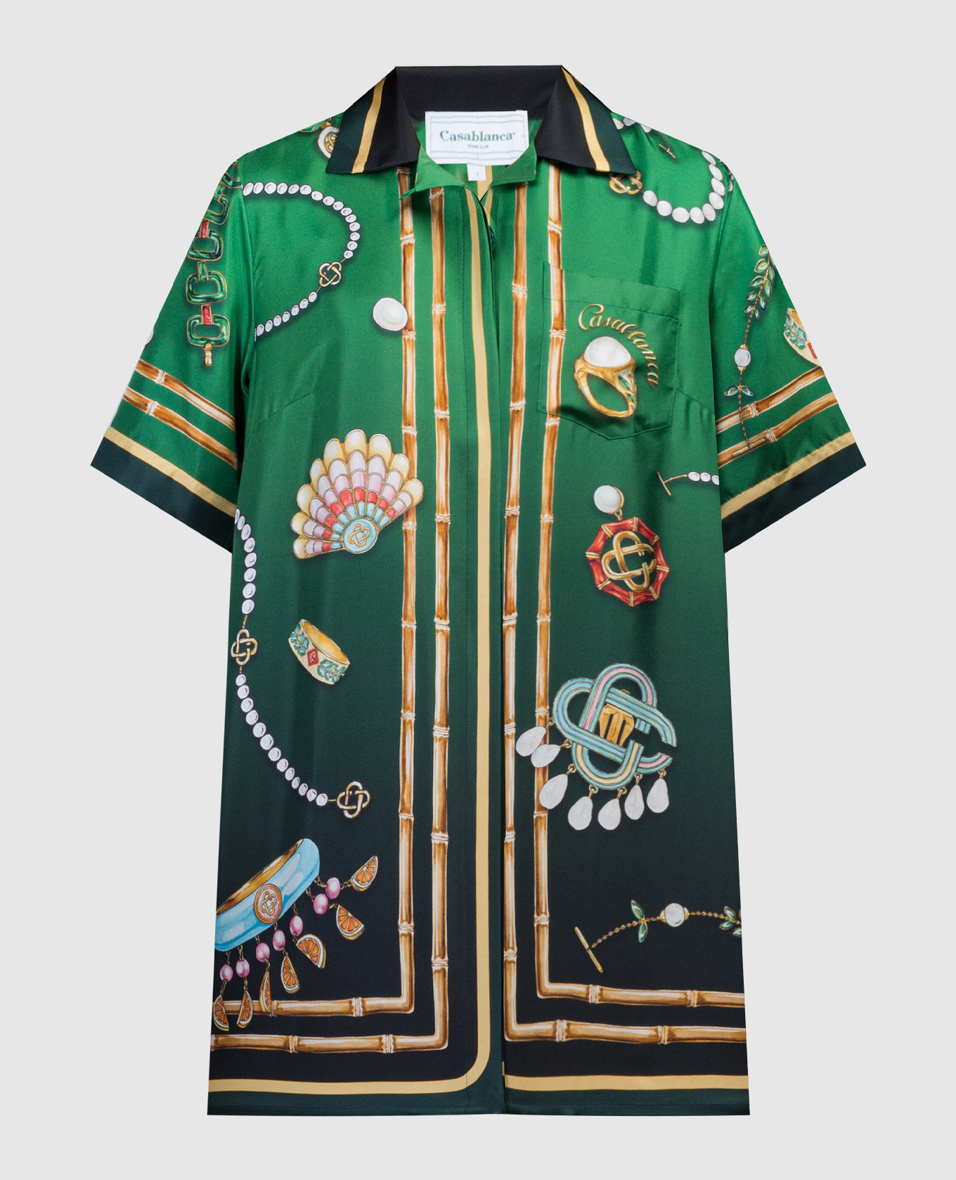 

La Boite Bijoux green silk dress Casablanca