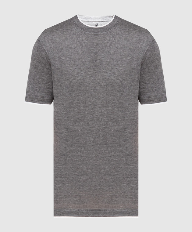 Brunello Cucinelli - Gray layered t-shirt MTS377427 - shop with