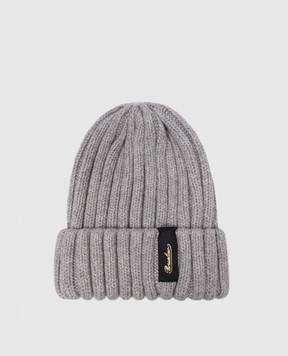 Borsalino Hill Gray Logo Cashmere Beanie 13353EWS