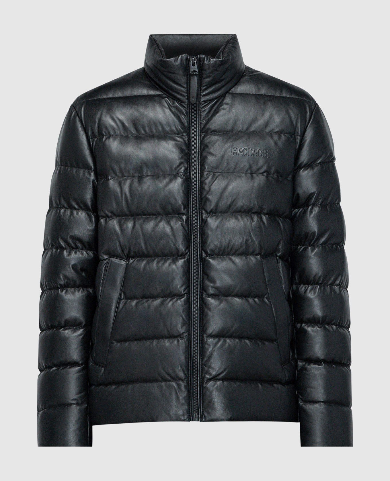 

Black Ryan leather down jacket with logo Mackage, Черный
