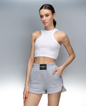 Dondup White ribbed top with logo DS002JF0346DXXX