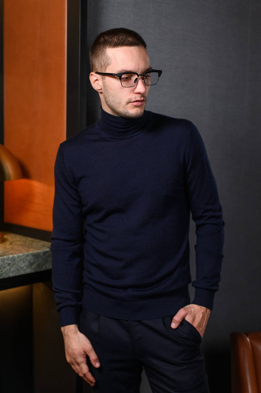 Blue wool, silk and cashmere golf Cashmere&Whiskey 6