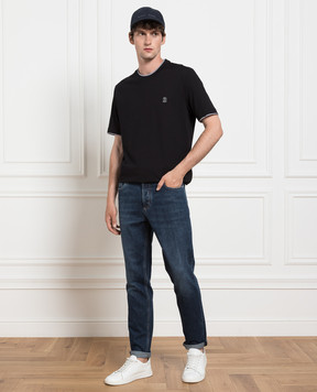 Brunello Cucinelli Blue jeans with logo patch M283PD3210