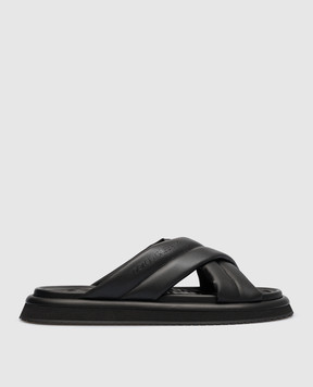 Dolce&Gabbana Black flip-flops with textured logo A80329AD437