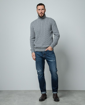 Cashmere&Whiskey Gray sweater made of cashmere in a textured pattern 80605C