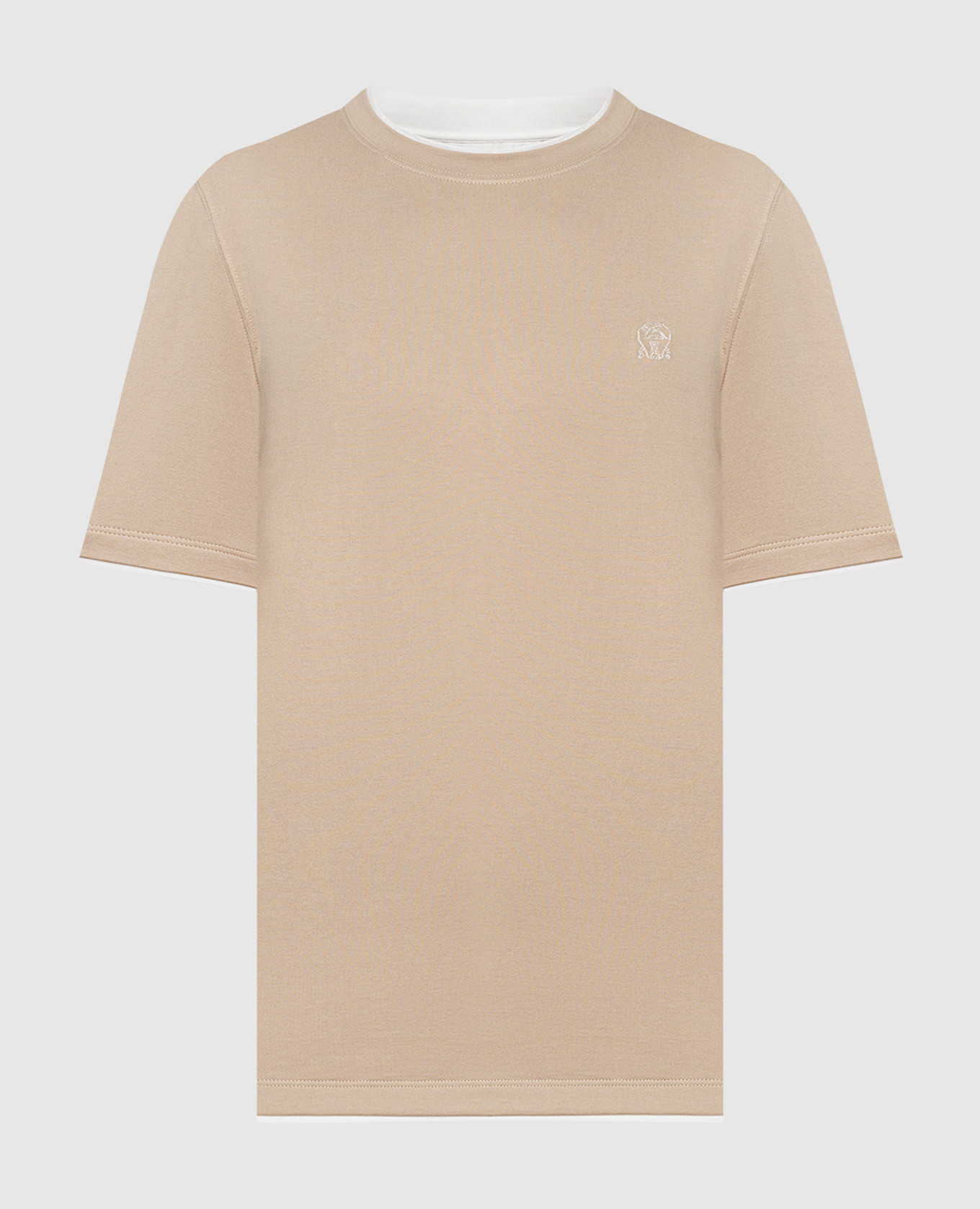 

Beige t-shirt with logo emblem embroidery Brunello Cucinelli, Бежевый