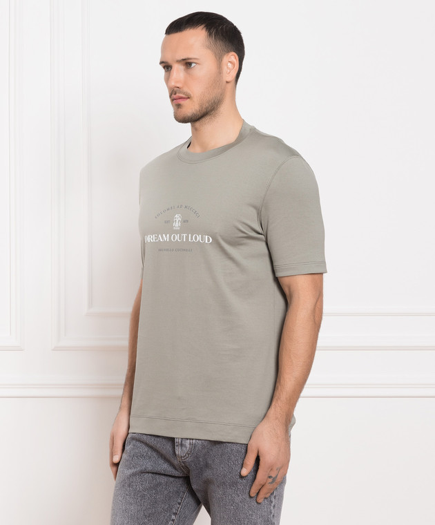 Brunello Cucinelli - Khaki t-shirt with Dream out loud print