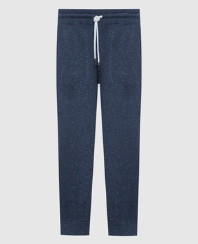 Brunello Cucinelli Blue melange joggers with linen MCH707409G