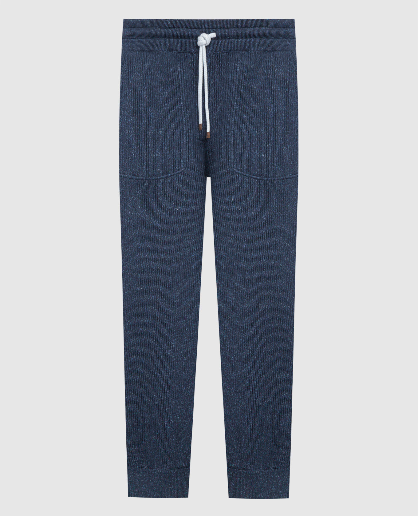 Blue melange joggers with linen brunello cucinelli