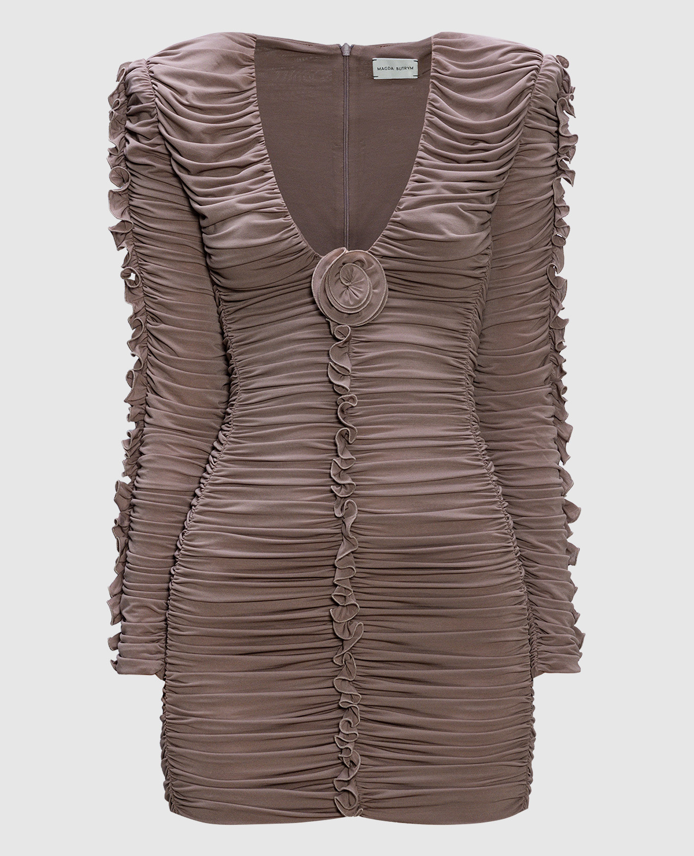 

Brown dress with drape and ruffles Magda Butrym