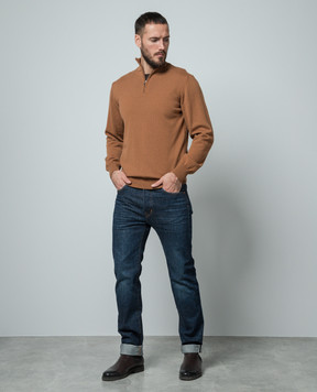 Cashmere&Whiskey Brown cashmere jumper with zipper 357N