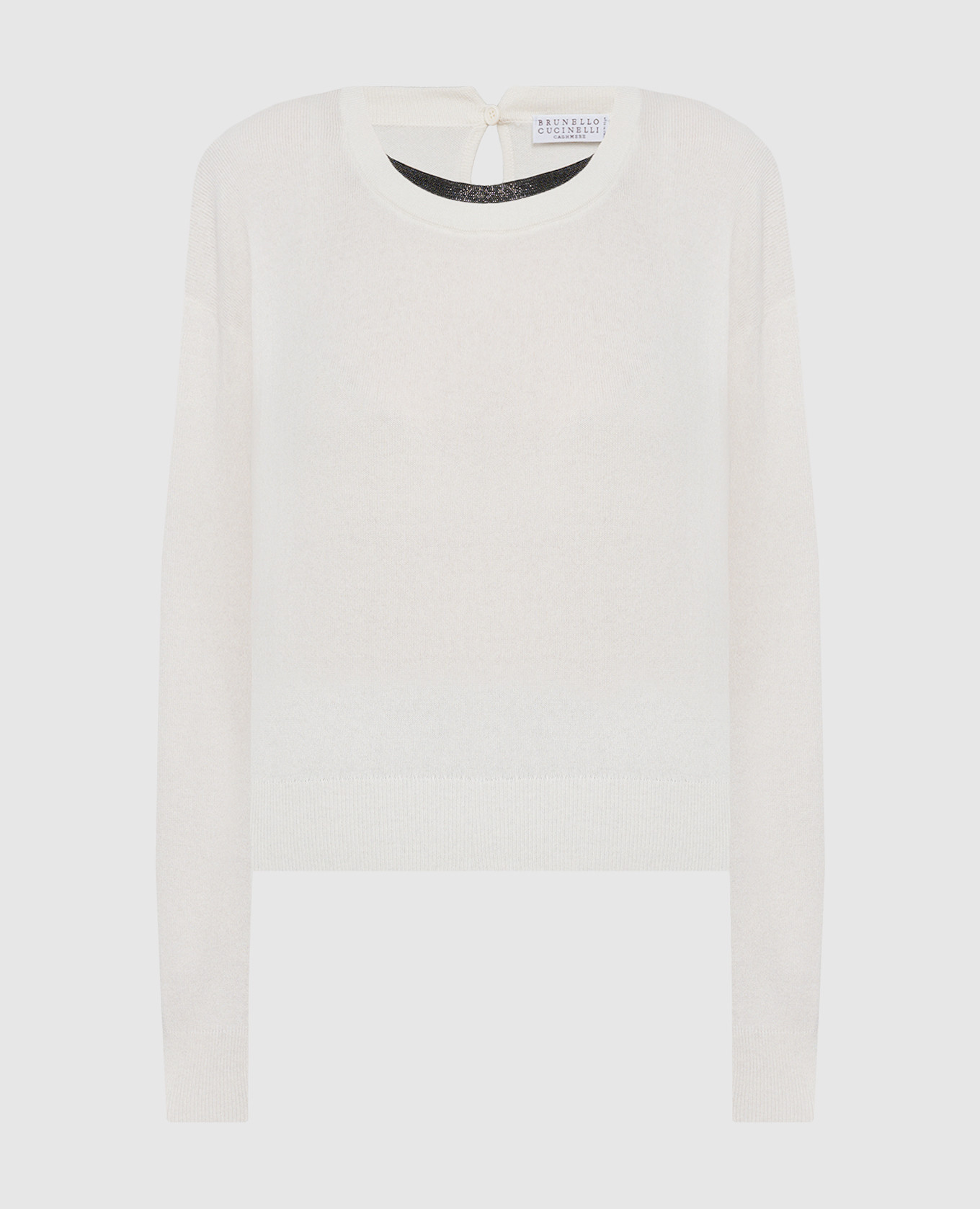 White cashmere sweater with monil chain brunello cucinelli