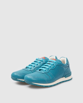 Stefano Ricci Children's turquoise sneakers made of monitor lizard leather YRU01G828VRL