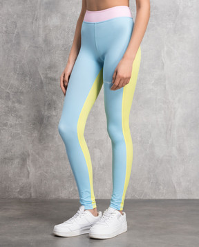 Palm Angels Blue Miami logo leggings PWVG020S23FAB003