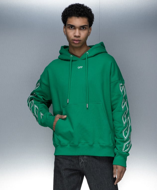 Off white green hoodie hotsell