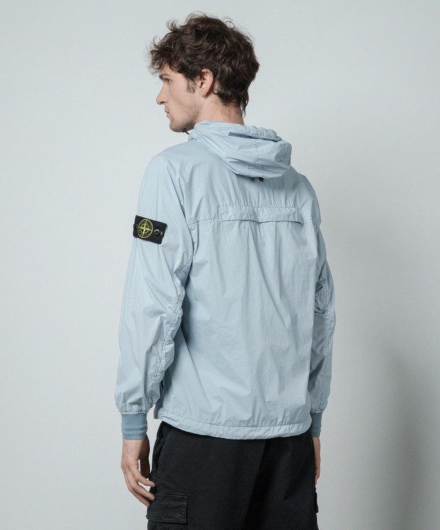 Stone Island Blue windbreaker with removable logo patch 801540425 buy with Sweden delivery at Symbol