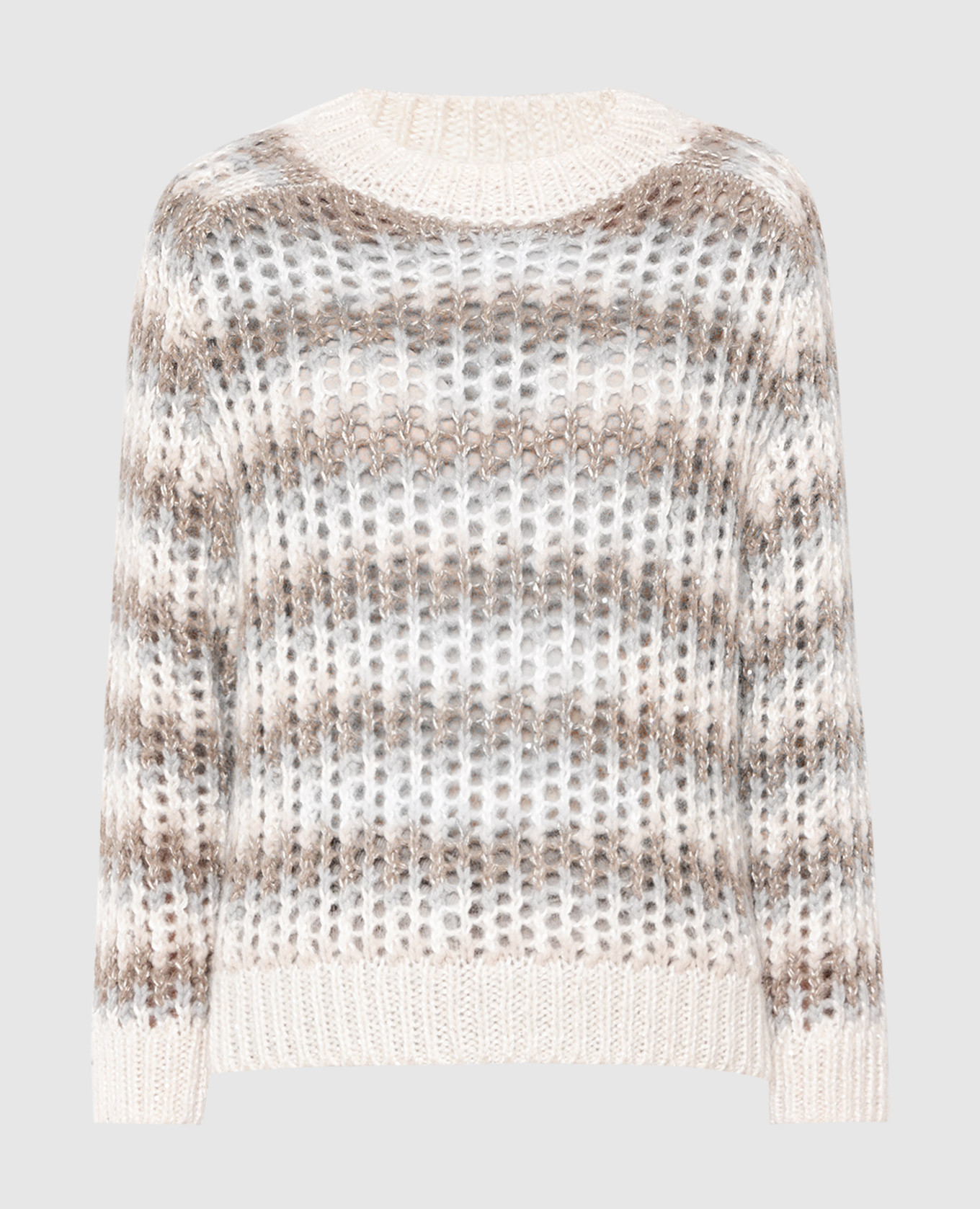 

Beige openwork sweater in a stripe with sequins Peserico
