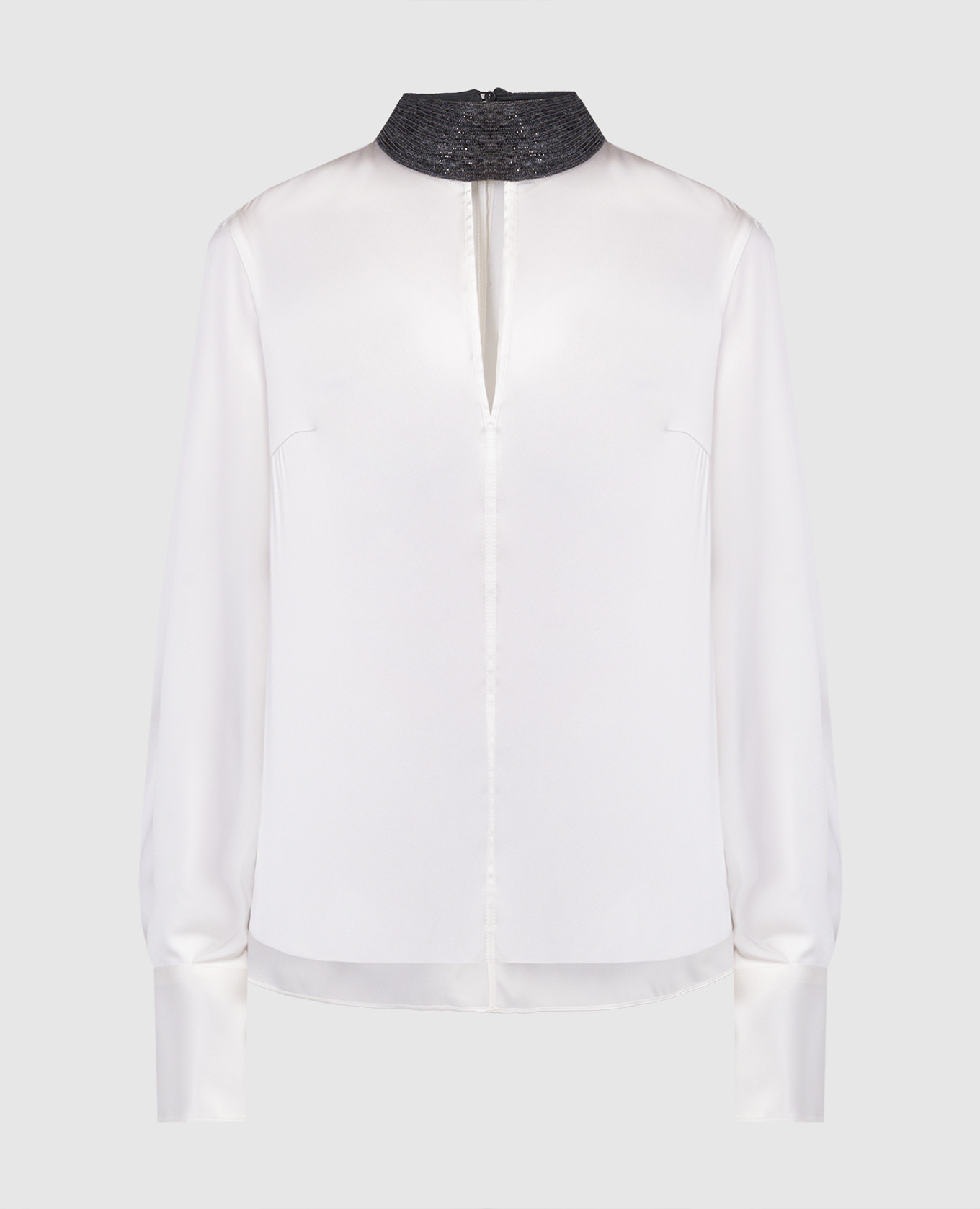 White silk blouse with monil chain Brunello Cucinelli