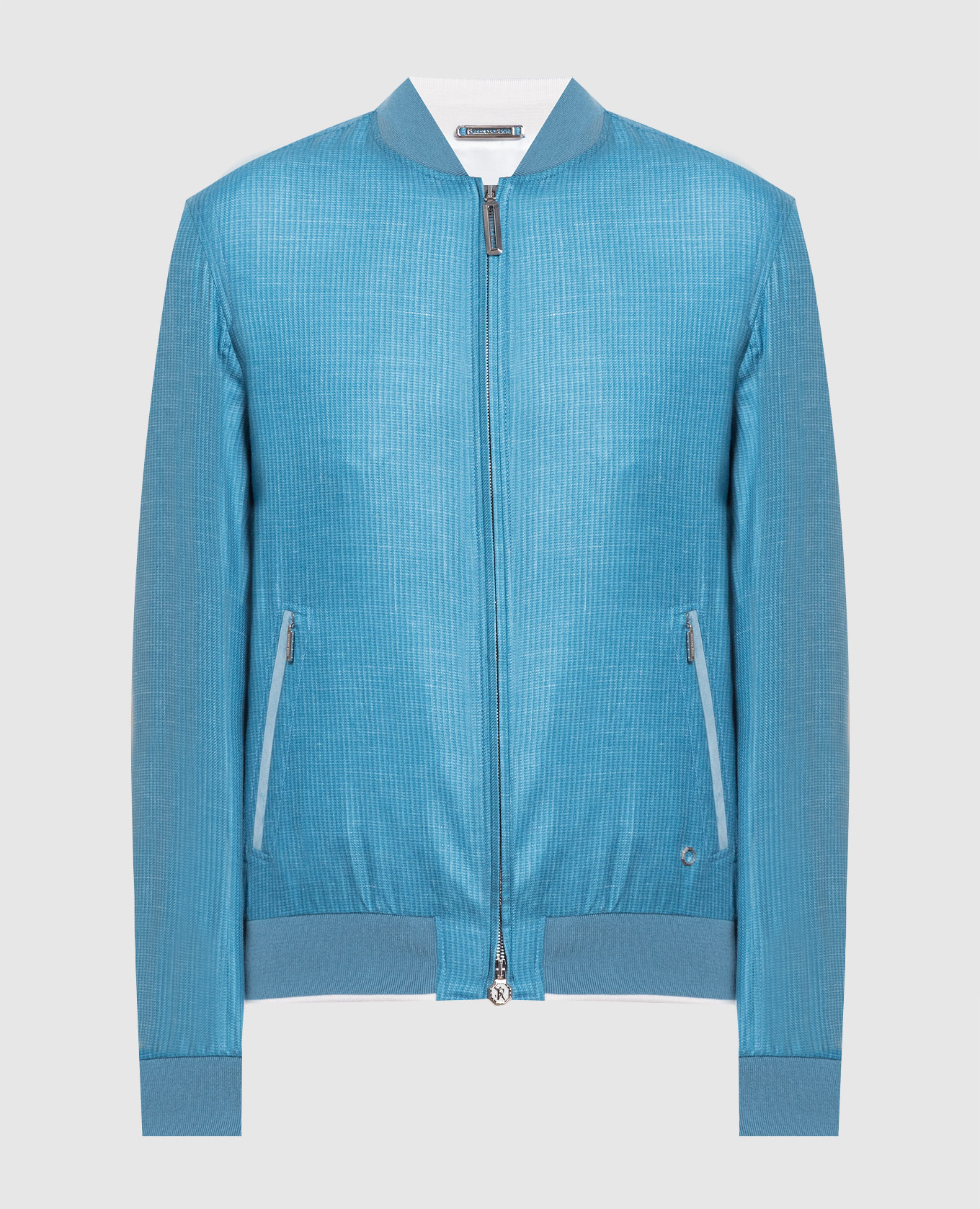 

Blue bomber jacket made of cashmere, silk and linen Stefano Ricci, Light blue