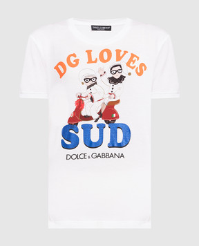 Dolce&Gabbana White t-shirt with branded print F8K74ZHH7NL