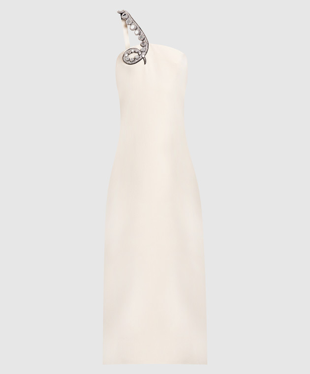 david koma beige dress DAVID KOMA Size 4 Beige Sequined Silk Midi Cocktail Dress