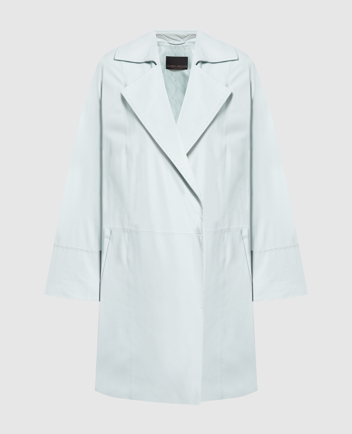 

Blue double-breasted leather coat Marina Rinaldi, Light blue