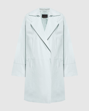 Marina Rinaldi Blue double-breasted leather coat ELEGANZA