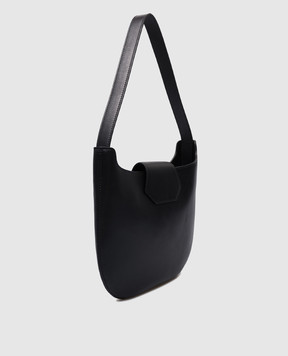 Babe Pay Pls Black leather hobo bag with metal logo MODELLO3