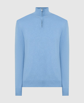 Cashmere&Whiskey Blue cashmere jumper with zipper 357N