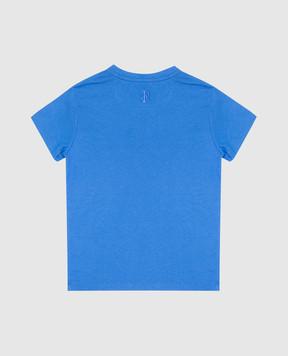 Stefano Ricci Children's blue T-shirt with logo embroidery YNH0400330803
