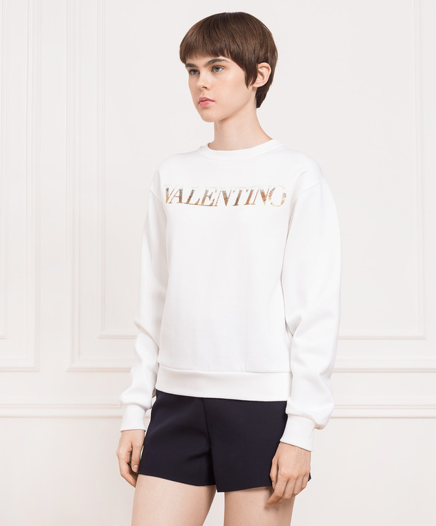 Valentino White sweatshirt with sequin logo 1B3MF18U7CJ buy with Slovakia delivery at Symbol