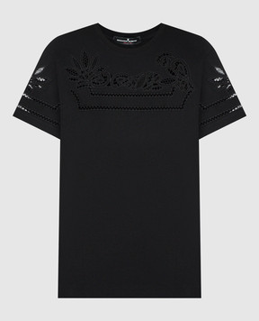 Ermanno Scervino Black t-shirt with lace D442L329DUX