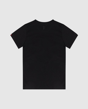 Stefano Ricci Children's black t-shirt with logo embroidery YNH7400340803