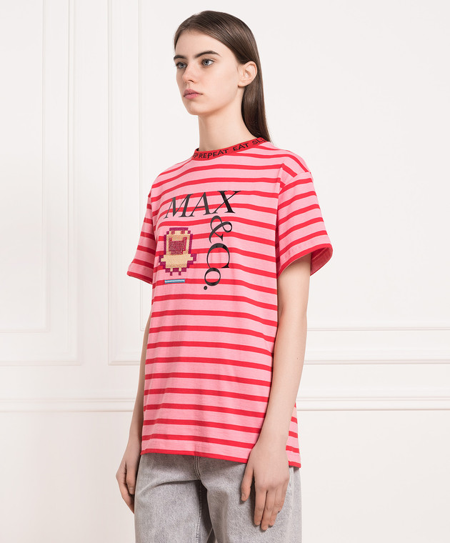 Max & Co - TAMATEE pink striped t-shirt with Tamagotchi