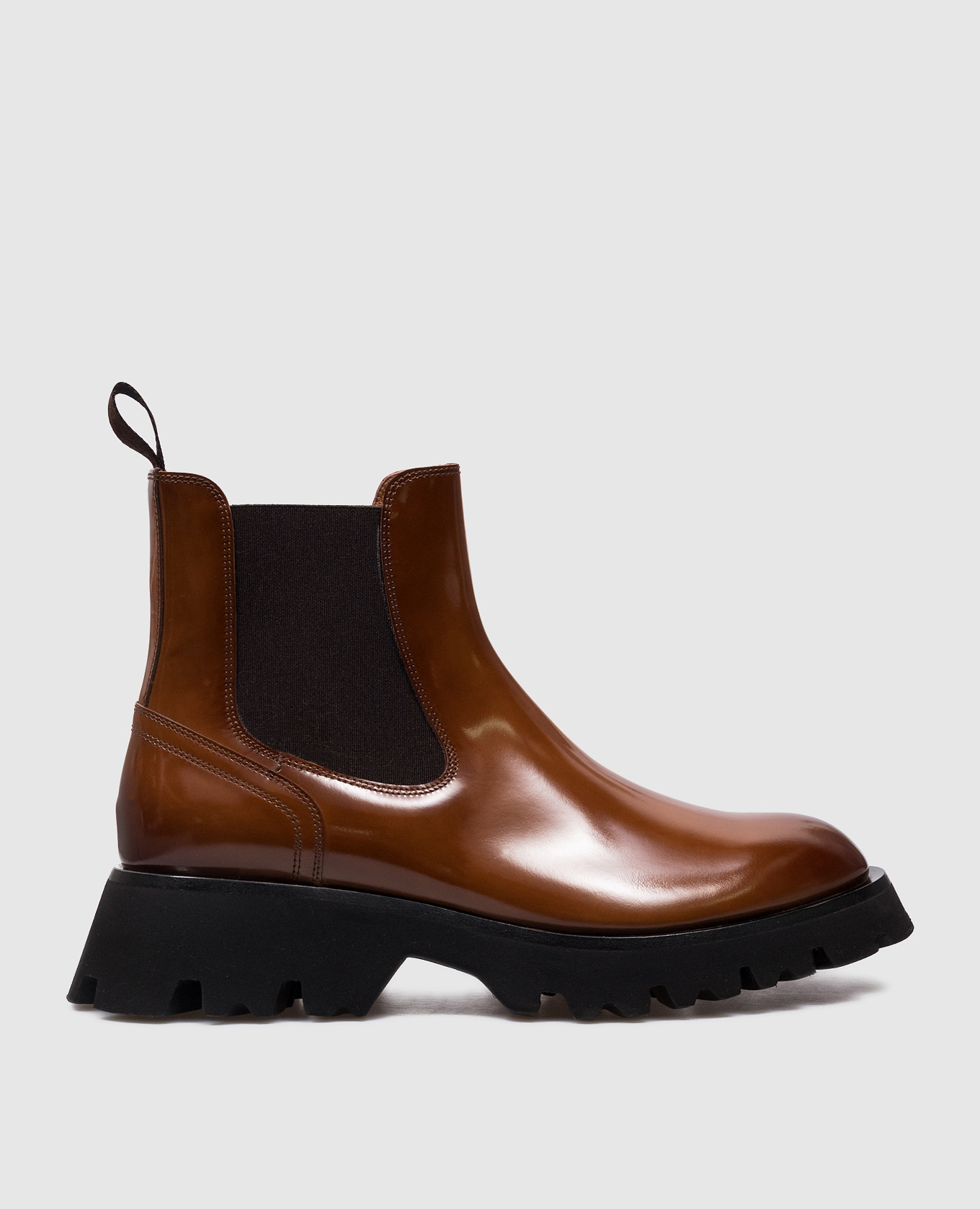 

Brown leather glossy Chelsea boots Santoni