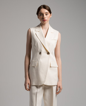 Peserico Beige double-breasted waistcoat with monil chain S03601F01961