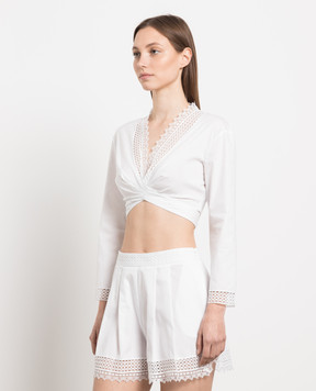 Ermanno Scervino White top with lace D424L307ONQ