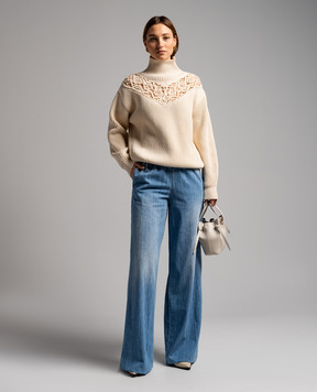 Jil Sander Beige sweater with openwork embroidery J02GP0169J15389