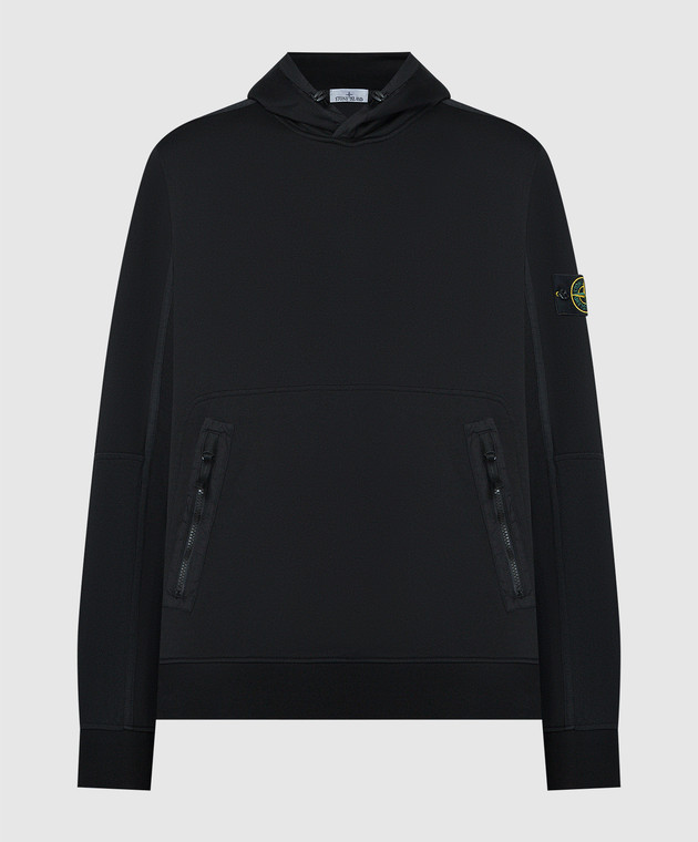 Black hoodie stone island best sale