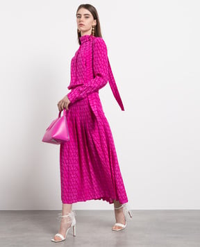 Valentino Pink Toile Iconographe printed silk pleated skirt 2B3RA9K17SL